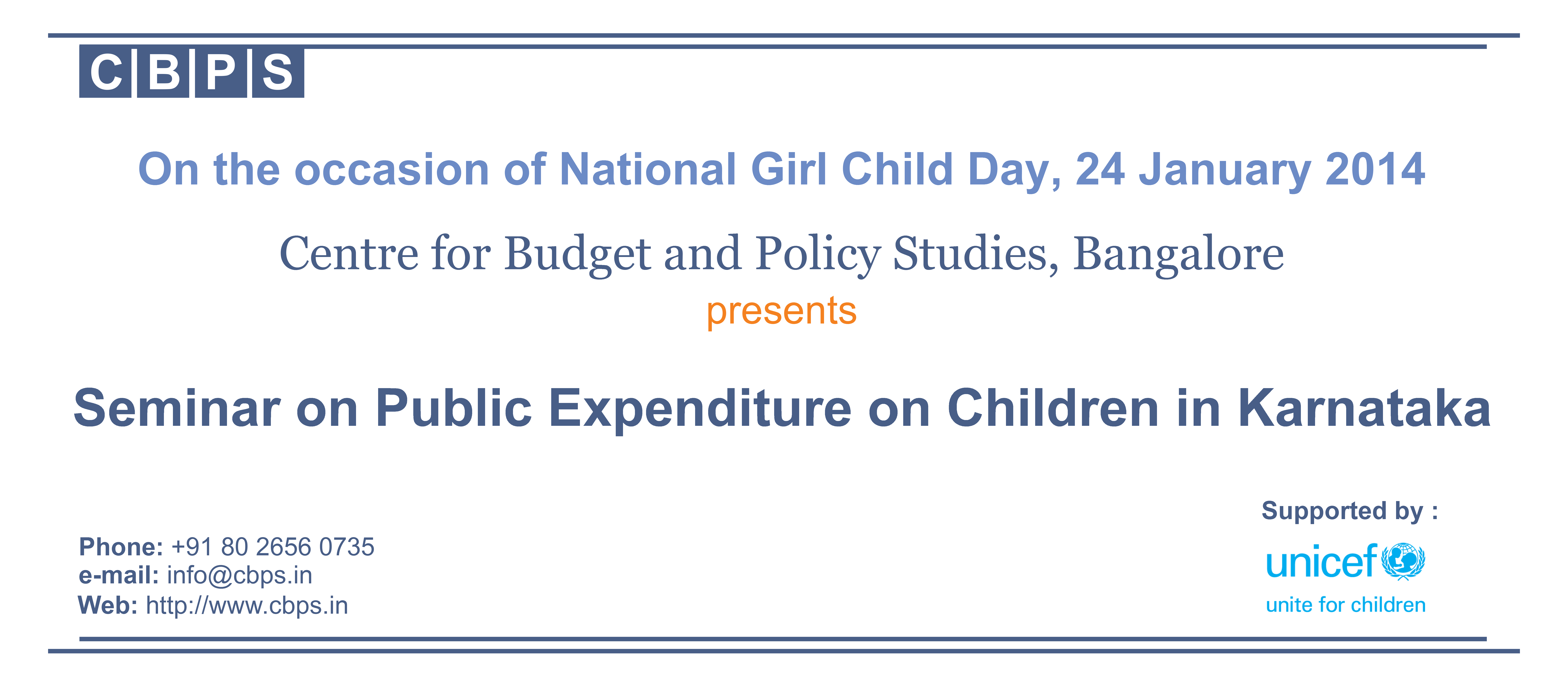 Seminar on Public Expenditure on Children in Karnataka